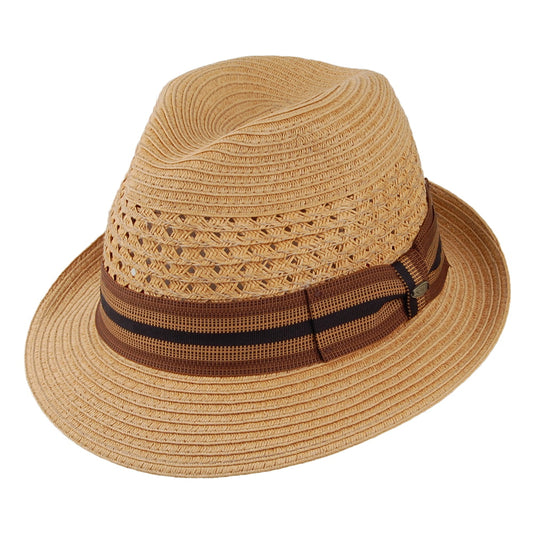 Scala Hats Baytown Vented Paper Braid Fedora Hat - Tea