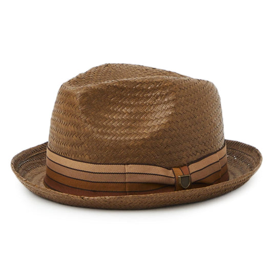 Brixton Hats Castor Straw Trilby Hat - Toffee