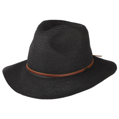 Brixton Hats Wesley Packable Straw Fedora Hat - Black
