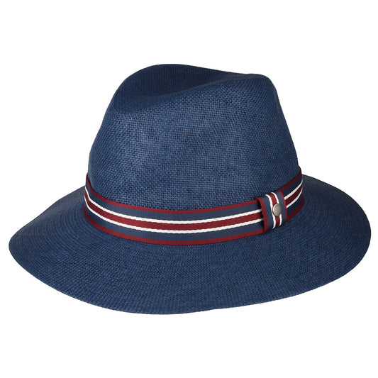 Barbour Hats Rothbury Toyo Straw Fedora Hat - Navy Blue