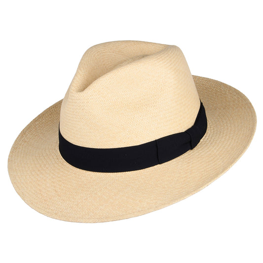 Failsworth Hats Downbrim Panama Fedora Hat - Natural-Navy