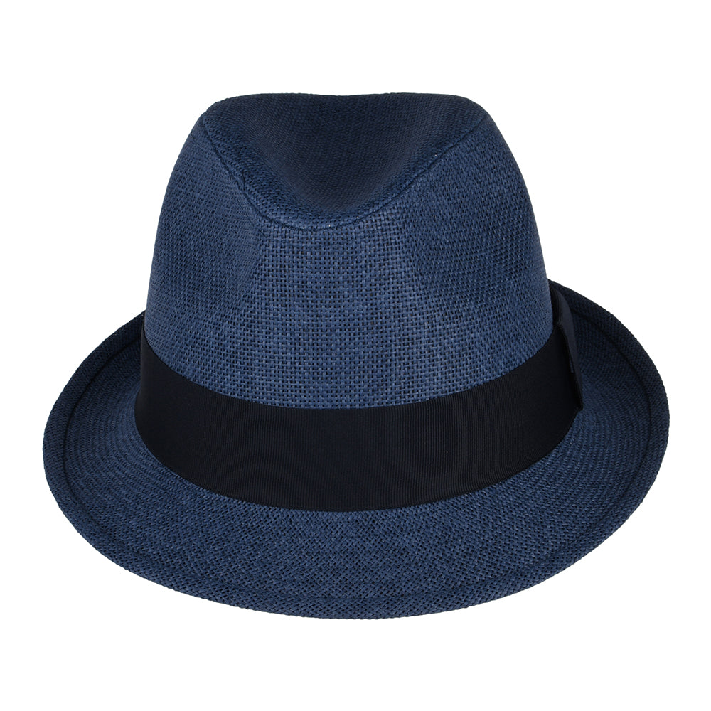 Failsworth Hats Toyo Straw Trilby Hat - Navy Blue