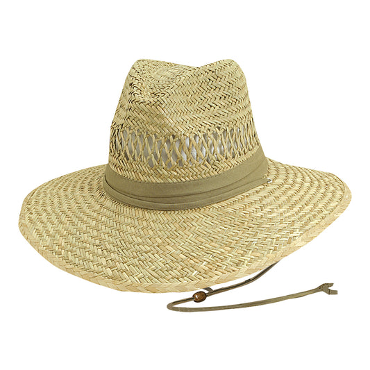 Dorfman Pacific Hats Rush Straw Lifeguard Hat - Natural-Khaki