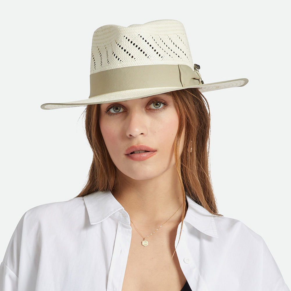 Brixton Hats Bandera Reserve Straw Fedora Hat - Natural