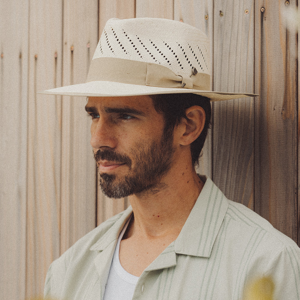 Brixton Hats Bandera Reserve Straw Fedora Hat - Natural