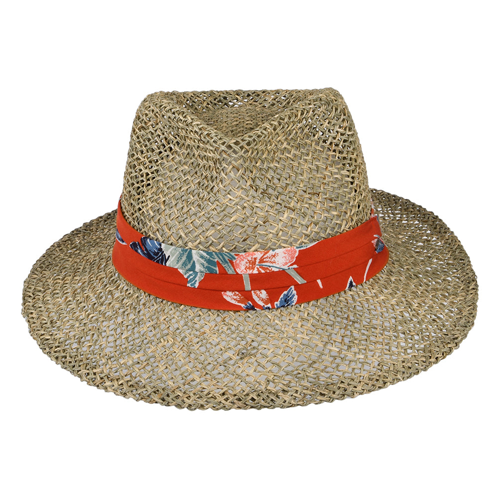 Brixton Hats Aloha Seagrass Straw Fedora Hat - Natural-Orange