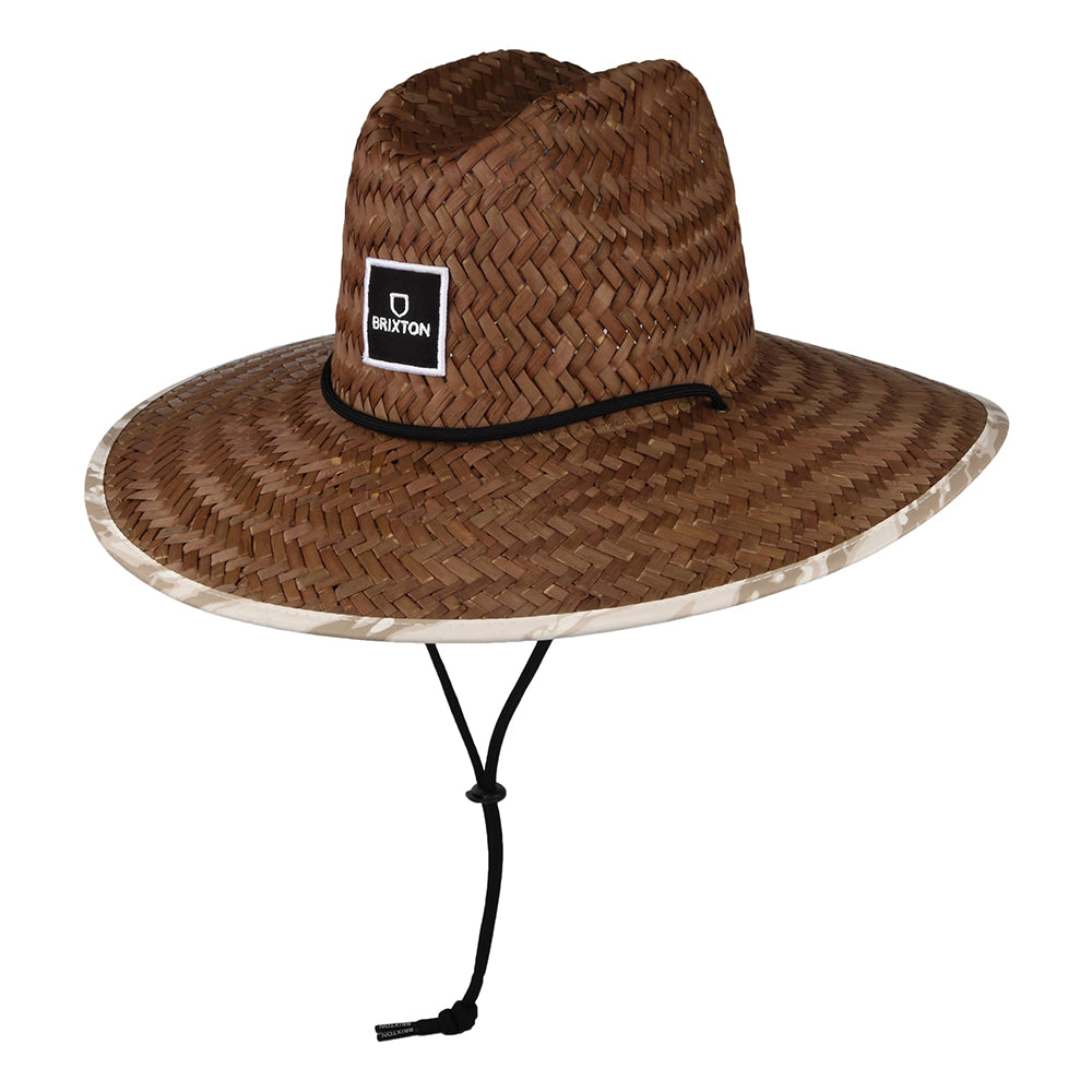 Brixton Hats Alpha Square Straw Lifeguard Hat - Toffee-Off White