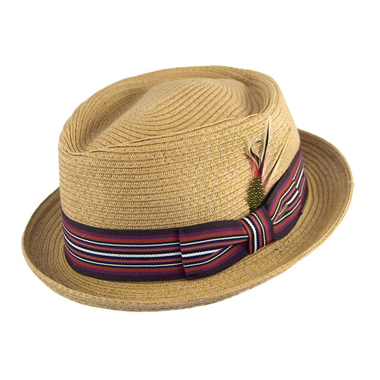 Scala Hats Diamond Pork Pie Hat - Toast