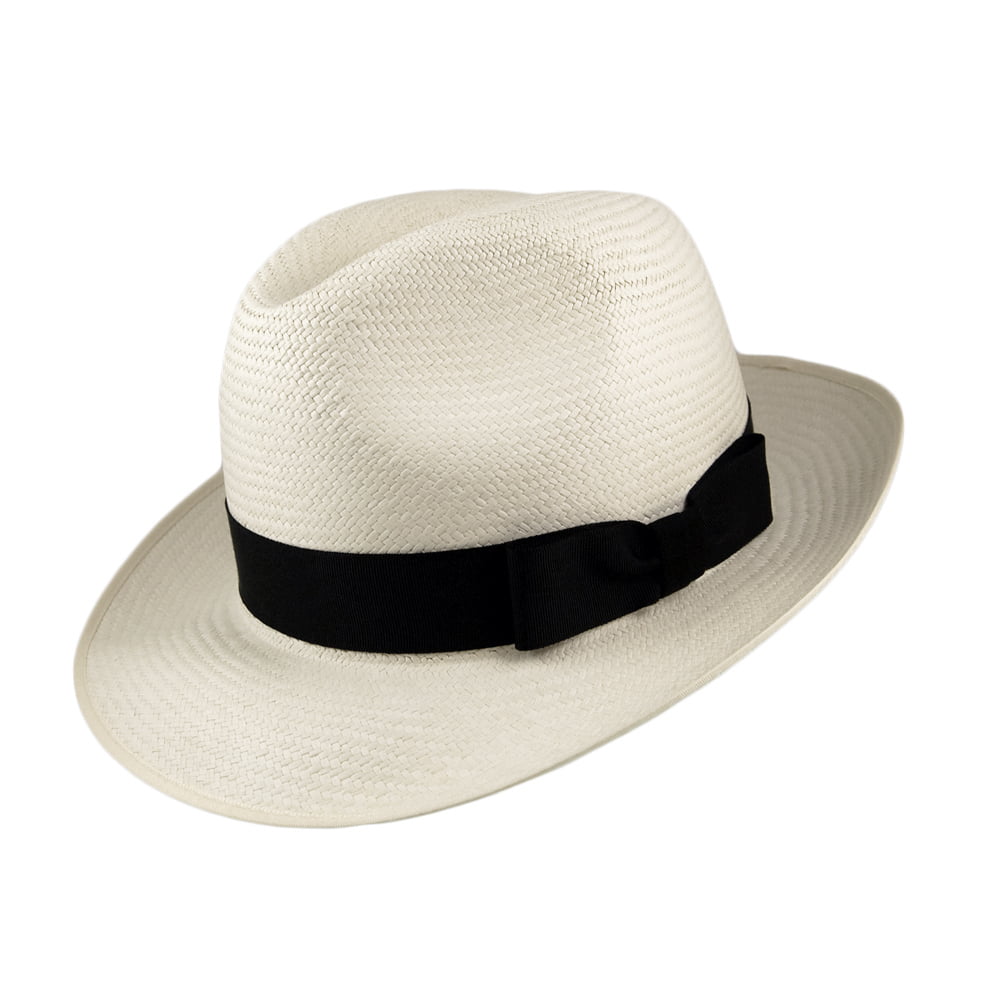 Olney Hats Excellent Panama Fedora with Black Band - Bleach