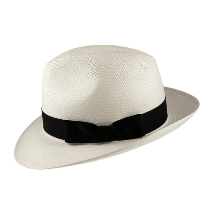 Olney Hats Excellent Panama Fedora with Black Band - Bleach