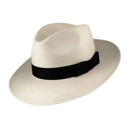 Olney Hats Snap Brim Panama Fedora with Black Band - Bleach