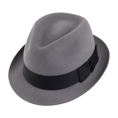 Christys Hats Pinch Vegas Fur Felt Trilby Hat - Light Grey