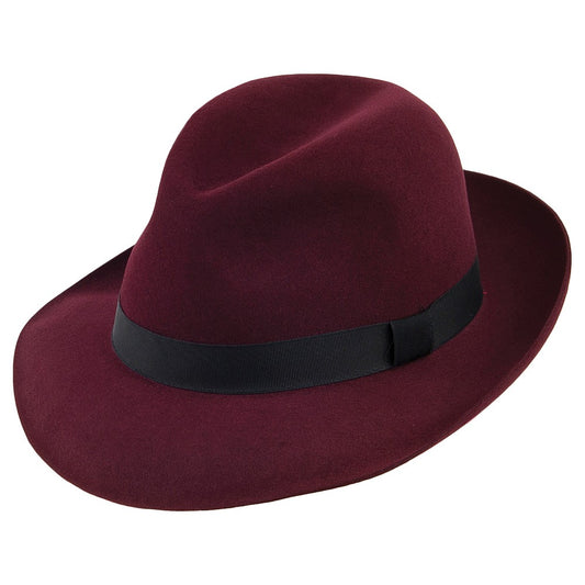 Christys Hats Foldaway Fur Felt Fedora Hat - Wine