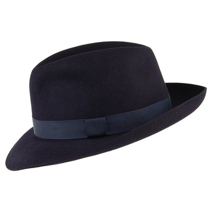 Christys Hats Foldaway Fur Felt Fedora - Navy Blue