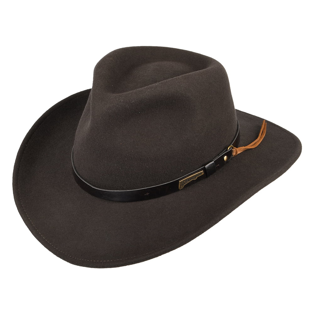 Indiana Jones Hats Wool Outback Hat - Brown