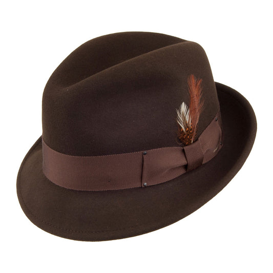 Bailey Hats Tino Crushable Water Repellent Wool Felt Trilby Hat - Brown