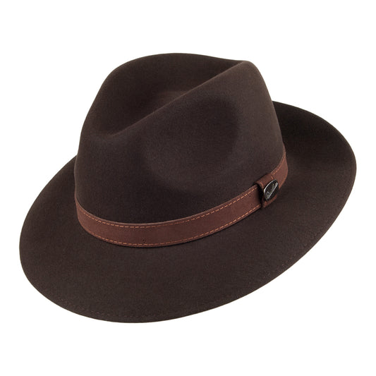 Borsalino Classic Fur Felt Crushable Safari Fedora - Brown