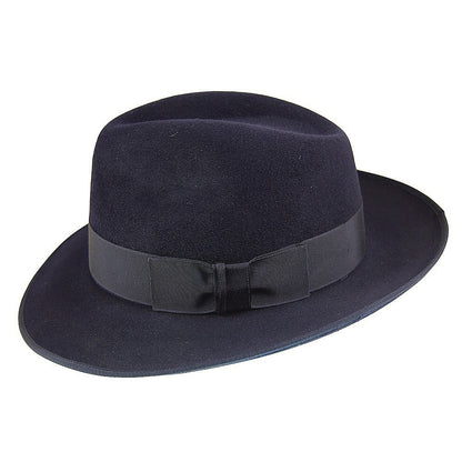 Christys Hats Gangster Fur Felt Fedora Hat - Navy Blue