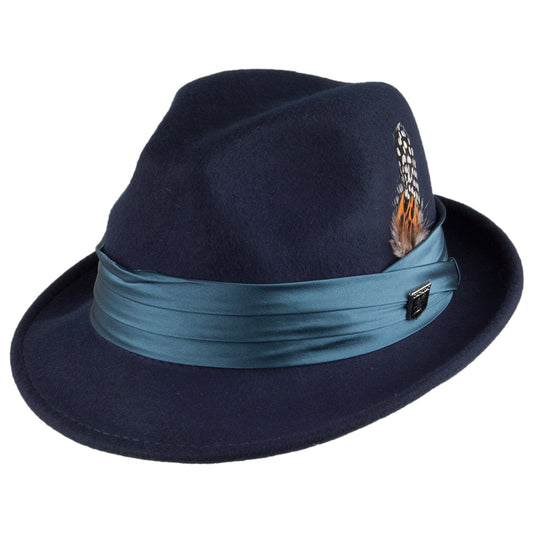 Stacy Adams Hats Wool Felt Crushable Trilby - Navy Blue