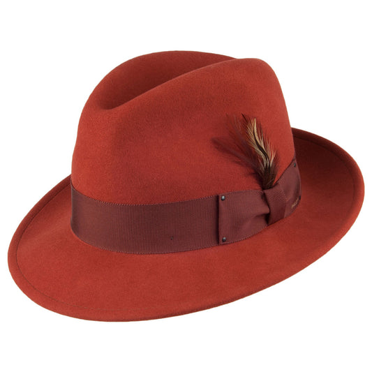 Bailey Hats Blixen Crushable Water Repellent Wool Felt Fedora Hat - Rust