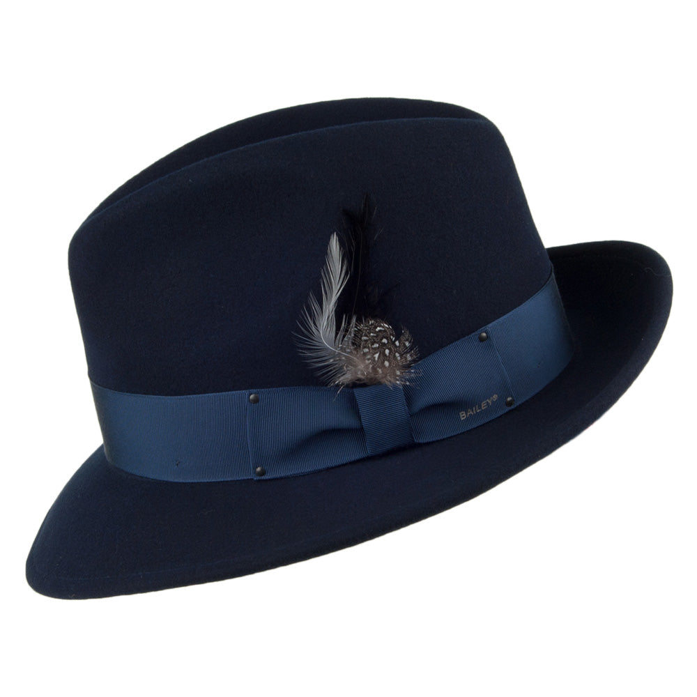 Bailey Hats Blixen Crushable Water Repellent Wool Felt Fedora Hat - Navy Blue
