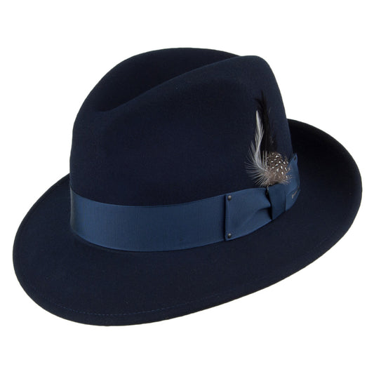 Bailey Hats Blixen Crushable Water Repellent Wool Felt Fedora Hat - Navy Blue