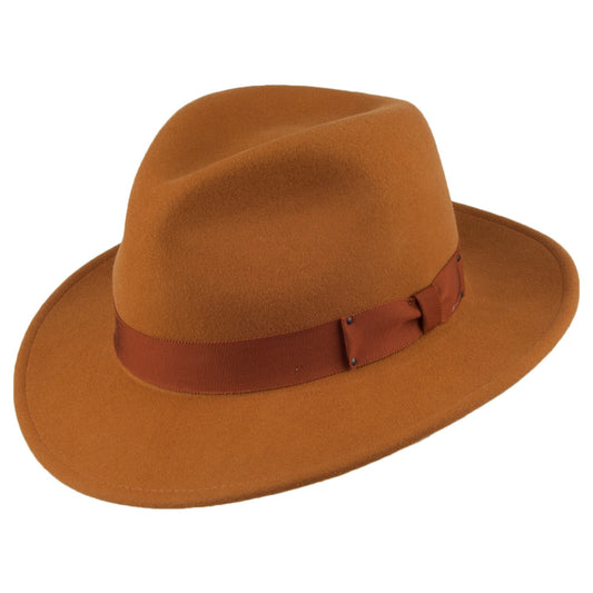 Bailey Hats Curtis Crushable Water Repellent Wool Felt Fedora Hat - Tan