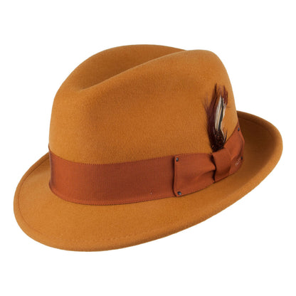 Bailey Hats Tino Crushable Water Repellent Wool Felt Trilby Hat - Tan