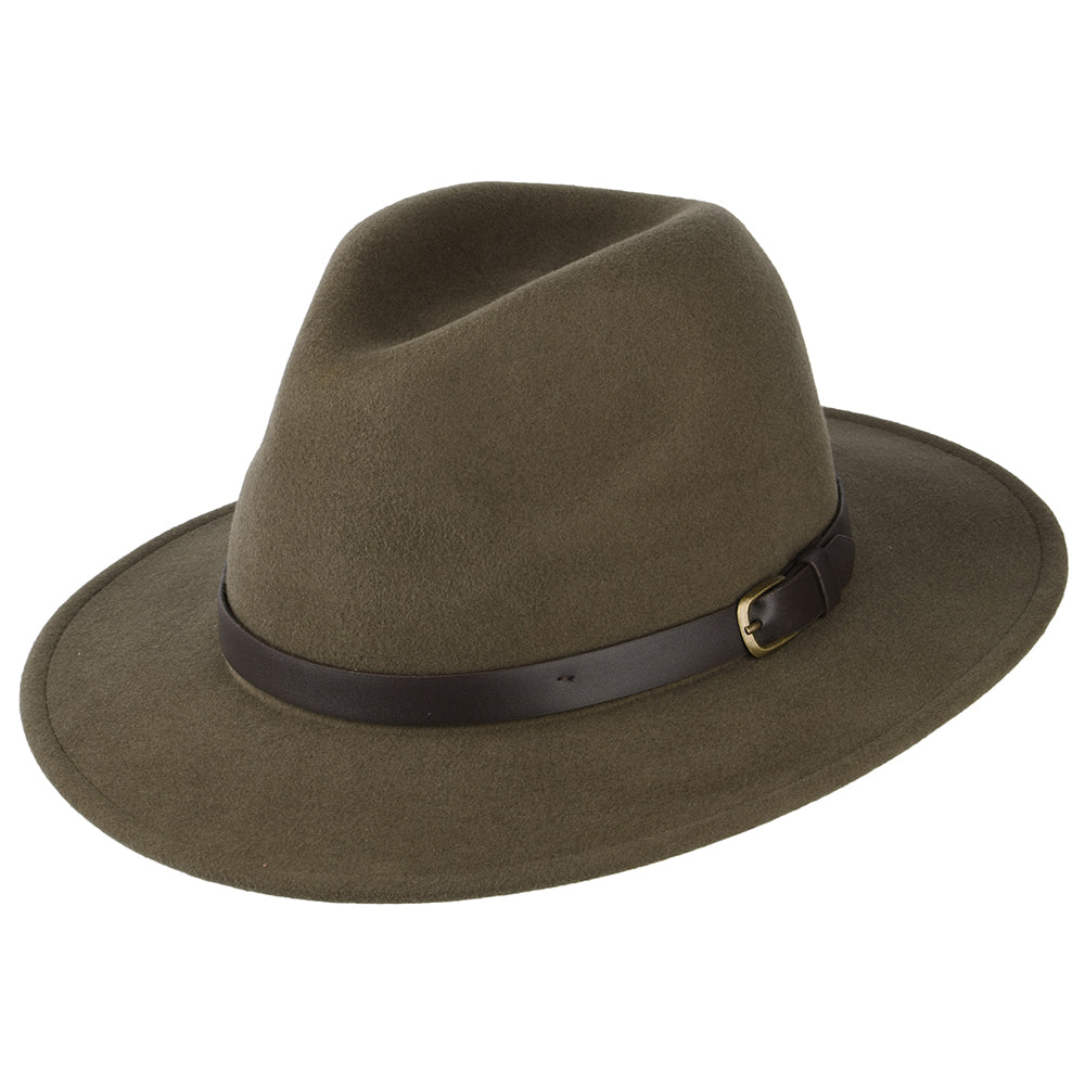Failsworth Hats Adventurer Showerproof Fedora Hat - Olive