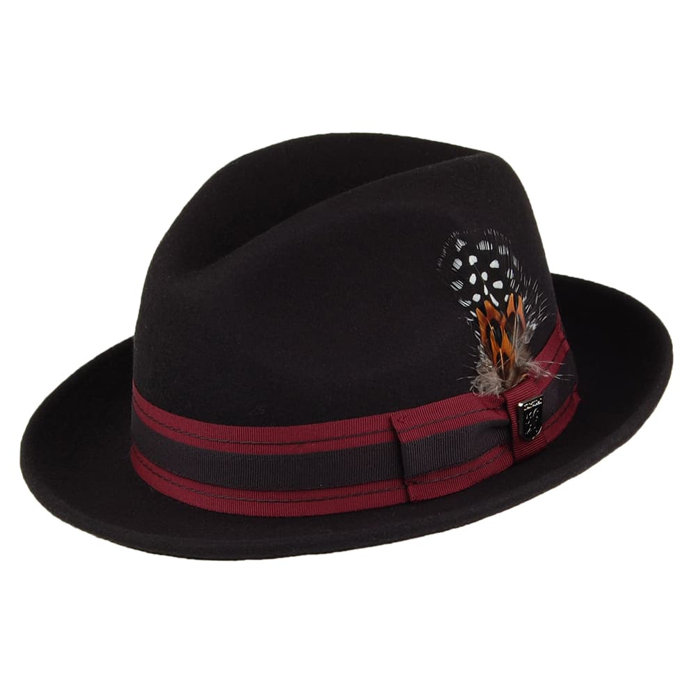 Stacy Adams Hats Irving Pinch Crown Wool Felt Trilby Hat - Black