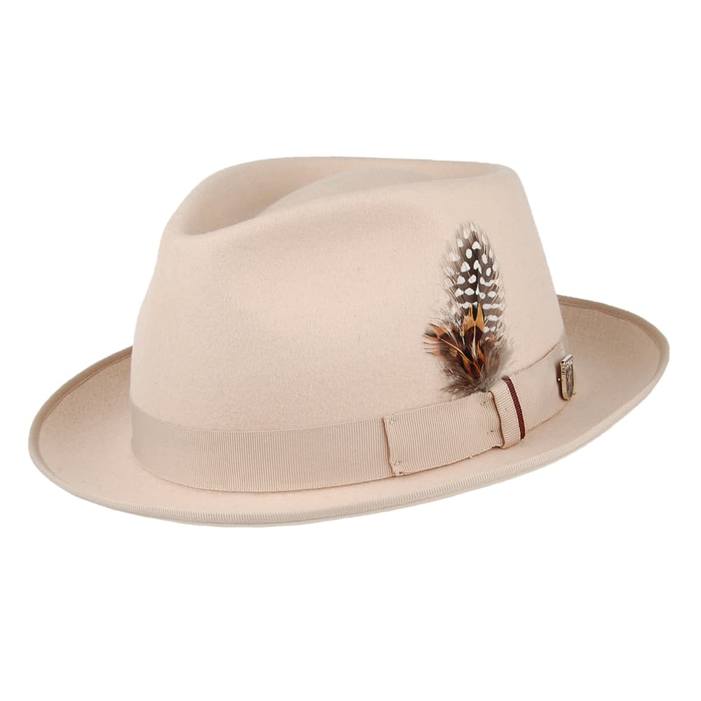 Stacy Adams Hats Hebron Wool C-Crown Fedora Hat - Beige