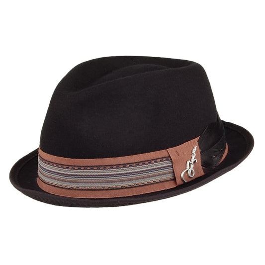 Carlos Santana Stage Wool Felt Trilby Hat - Black