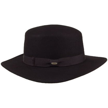 Scala Hats Avola Crushable Wool Felt Boater Hat - Black