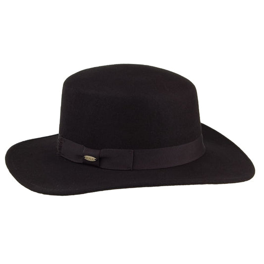 Scala Hats Avola Crushable Wool Felt Boater Hat - Black