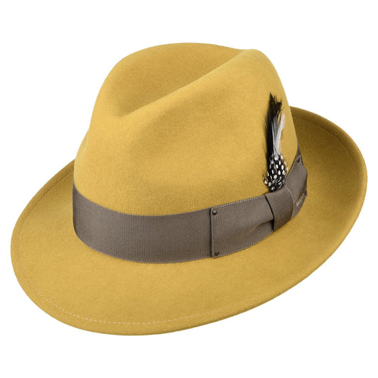 Bailey Hats Blixen Crushable Water Repellent Wool Felt Fedora Hat - Mustard