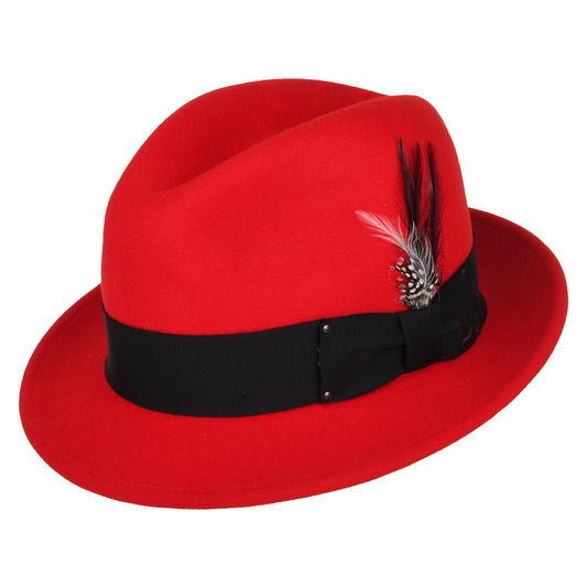 Bailey Hats Tino Crushable Water Repellent Wool Felt Trilby Hat - Red