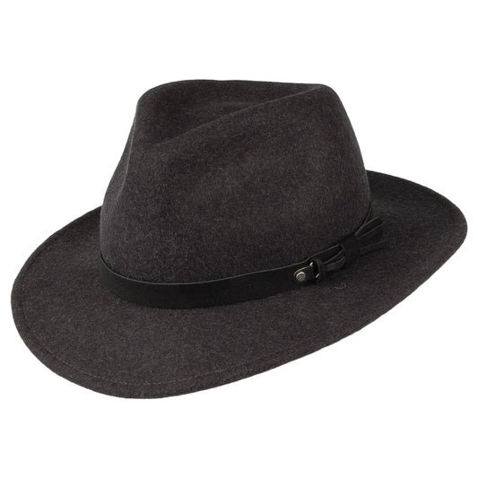 Seeberger Hats Water Repellent Fedora Hat - Charcoal