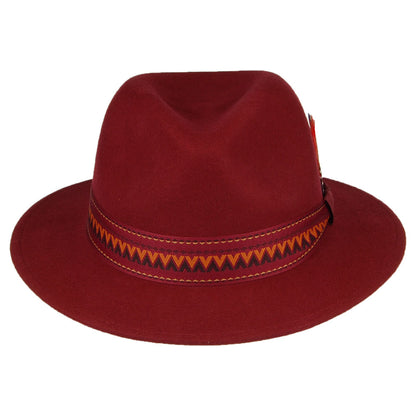 Stetson Hats Aztek Wool Felt Fedora Hat - Burgundy