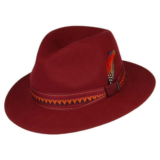 Stetson Hats Aztek Wool Felt Fedora Hat - Burgundy