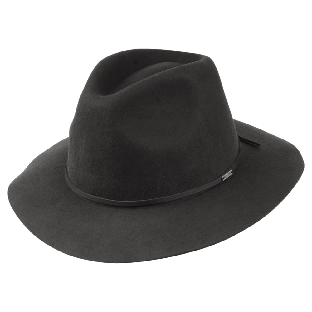 Brixton Hats Wesley Packable Wool Felt Fedora Hat - Washed Black