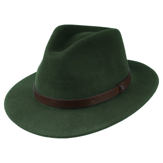 Brixton Hats Messer Wool Felt Fedora Hat - Moss