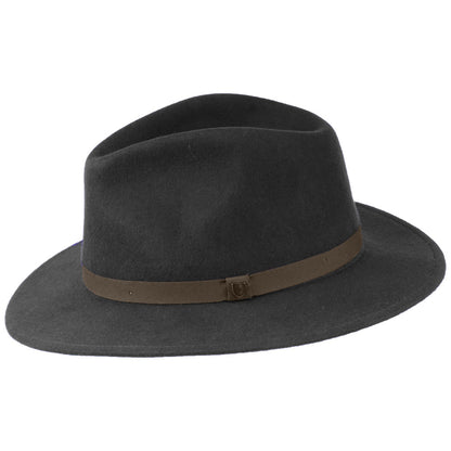 Brixton Hats Messer Packable Wool Felt Fedora Hat - Washed Black-Brown