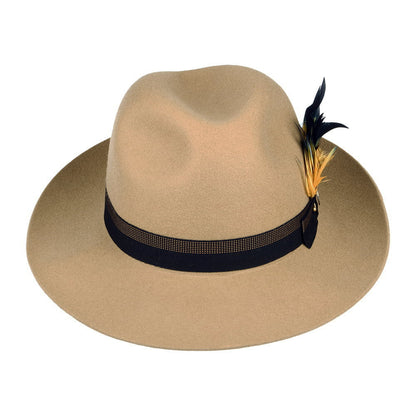 Christys Hats Grosvenor Wool Felt Fedora Hat With Feathers - Camel