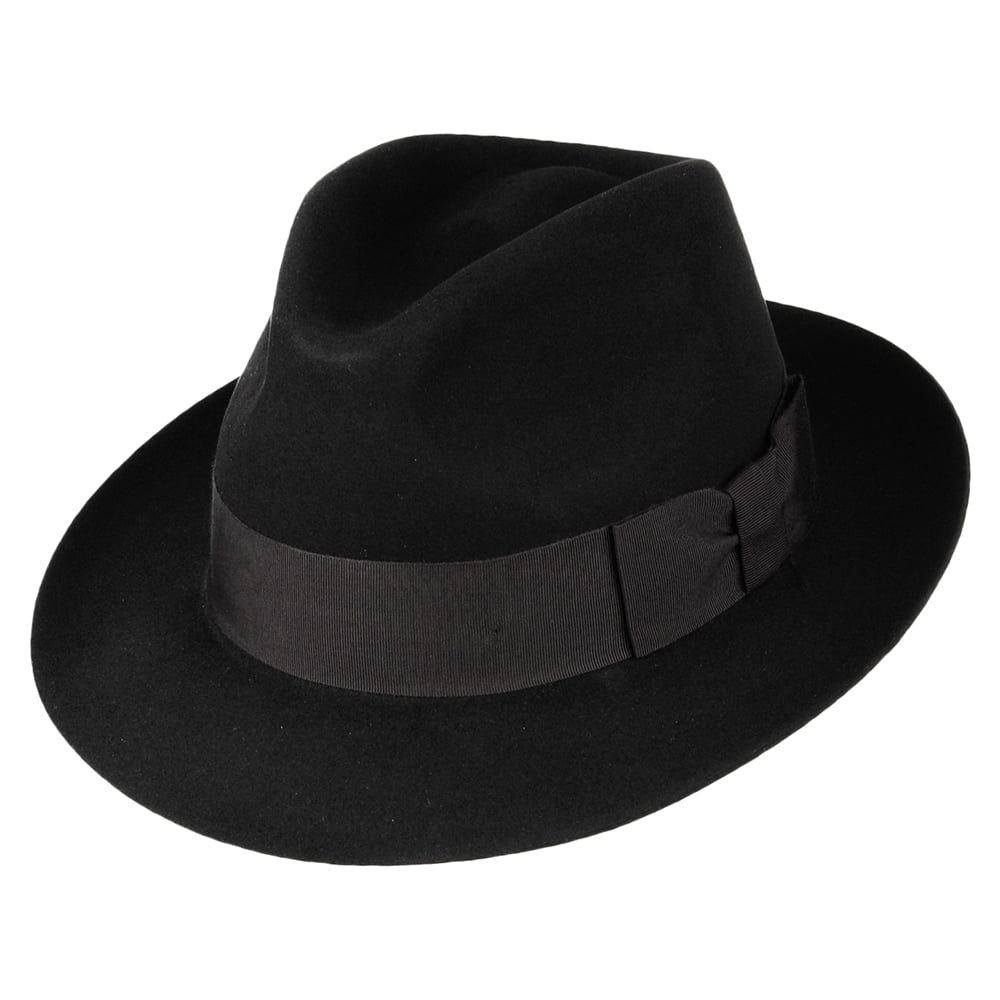 Christys Hats Canterbury Beaver Felt Fedora Hat - Black