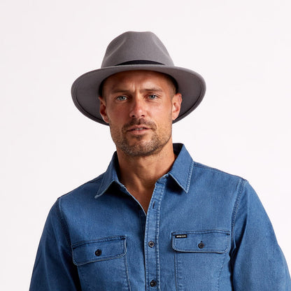 Brixton Hats Messer Packable Wool Felt Fedora Hat - Grey