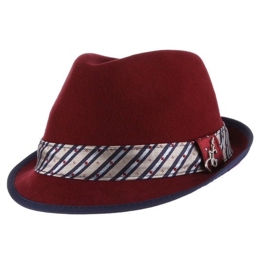 Carlos Santana Hats Notes Crushable Wool Felt Trilby Hat - Burgundy