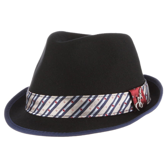 Carlos Santana Hats Notes Crushable Wool Felt Trilby Hat - Black