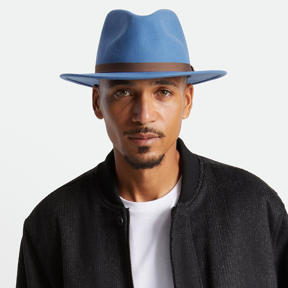 Brixton Hats Messer Packable Wool Felt Fedora Hat - Slate Blue