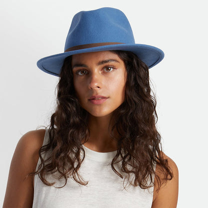 Brixton Hats Messer Packable Wool Felt Fedora Hat - Slate Blue