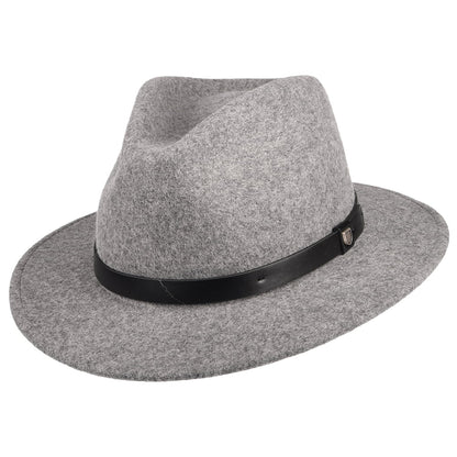 Brixton Hats Messer Wool Felt Fedora Hat - Heather Grey